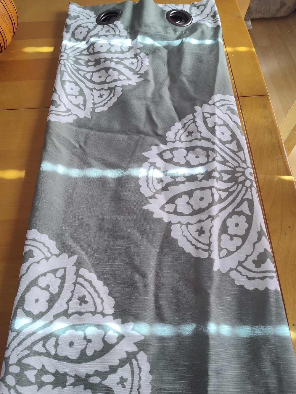 Unbranded Gray and White Floral Grommet Curtain Panel